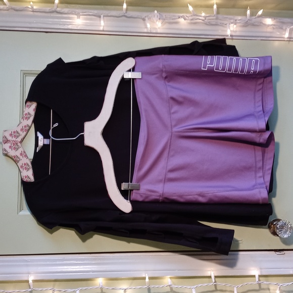 Women's Terra & Sky 14W 0X black bow arm semi sleeve top - Picture 2 of 6